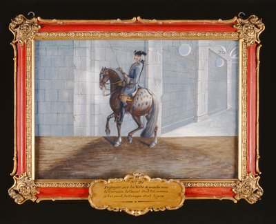 nr 20 Pstrokaty koń Hiszpańskiej Szkoły Jazdy wykonujący krok ujeżdżeniowy Volte (wc na papierze) autorstwa Baron Reis Eisenberg