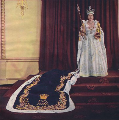 Królowa Elżbieta II w szatach koronacyjnych, 1953 autorstwa Baron Sterling Henry Nahum
