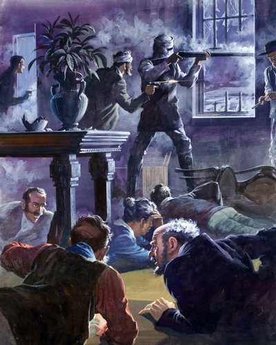 Ned Kelly (1855-80) (gwasz na papierze) autorstwa Barrie Linklater