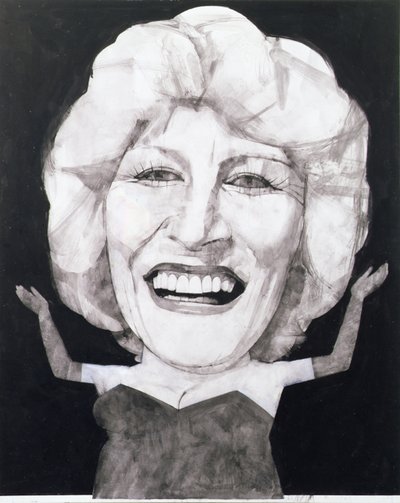 Portret Faith Brown, lata 70. (na pokładzie gwasz) autorstwa Barry Fantoni