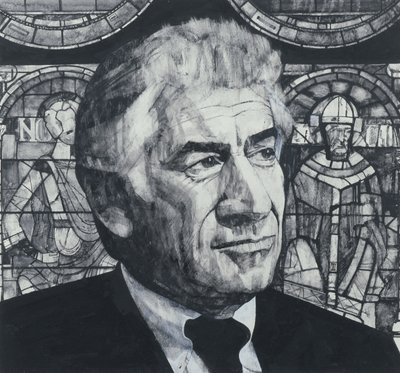 Portret Leonarda Bernsteina, ilustracja do The Sunday Times, lata 70. (na pokładzie gwasz) autorstwa Barry Fantoni