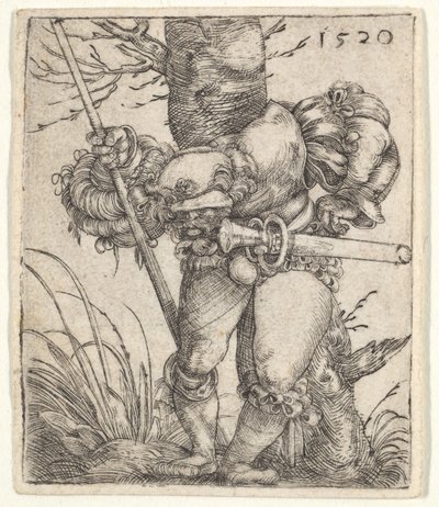 Pochylony żołnierz oparty o drzewo, 1520. autorstwa Barthel Beham