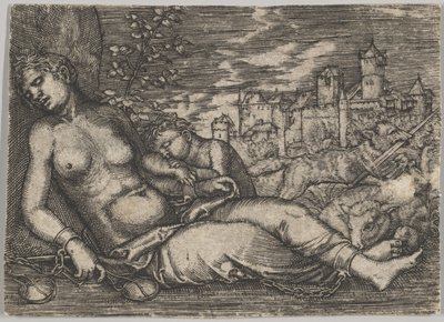 Kopia Der Welt Lauf Sleeping Justice, początek XVI wieku. autorstwa Barthel Beham