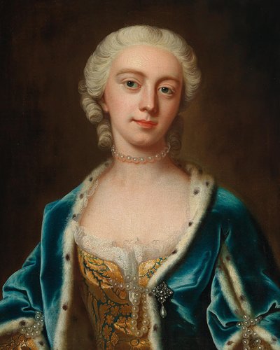 Portret Augusty Saxe-Gotha 1719-1772, księżnej Walii, połowa XVIII w. autorstwa Barthelemy Du Pan