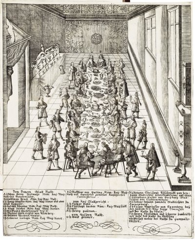 Uroczysty posiłek z okazji przysięgi wierności otrzymanej przez Ferdynanda IV (1633-1654) króla Rzymian, króla Węgier i króla Czech 5 września 1651 r. w Wiedniu autorstwa Bartholomäus Kilian