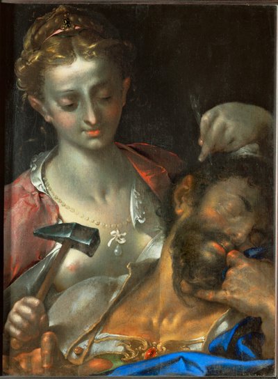 Jael zabija dowódcę armii kananejskiej, wbijając kołek namiotowy w jego skroń. autorstwa Bartholomaeus Spranger