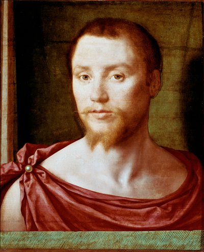 Portret mężczyzny o antycznej twarzy Rudego z podwójnie szpiczastą brodą (lub kozą), okryty przepaską biodrową. Malarstwo na drewnie przypisywane Pseudo Felixowi Chretienowi (ok. 1510-1579). ok. 1535-1550 Wym. 48x39 cm Paryż, musee du Louvre - Portret matk autorstwa Bartholomeus (active 1518 1541) Pons