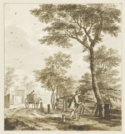 Krajobraz z postaciami oraz koniem i powozem autorstwa Bartholomeus Barbiers