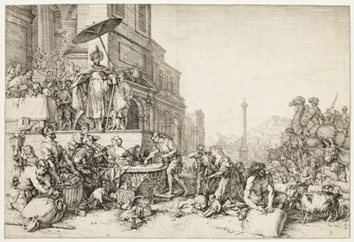 Józef rozdaje zboże do Egiptu autorstwa Bartholomeus Breenbergh