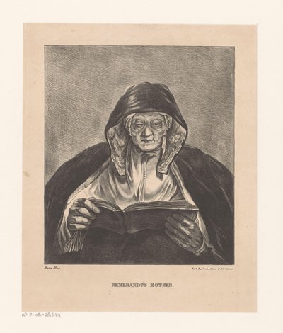 Portret starej kobiety czytającej Matka Rembrandta (tytuł na obiekcie) autorstwa Bartholomeus Johannes van Hove
