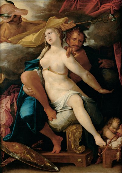Wenus i Mars ostrzeżone przez Merkurego, ok. 1586 autorstwa Bartholomaeus Spranger