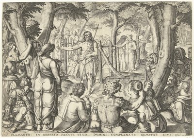 Jan Chrzciciel przemawia do grupy ludzi autorstwa Bartholomeus Willemsz. Dolendo