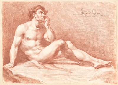 Siedzący mężczyzna nago, widok z boku (1 nagroda 1788) autorstwa Bartholomeus Ziesenis
