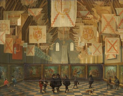 Wielkie Zgromadzenie 1651 Wielka Sala Binnenhof w Hadze podczas Wielkiego Zgromadzenia Stanów Generalnych w 1651 r autorstwa Bartholomeus van Bassen