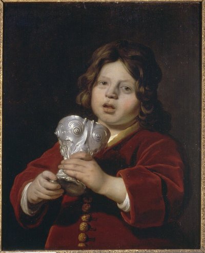 Portret chłopca trzymającego srebrny kubek do picia autorstwa Bartholomeus van der Helst