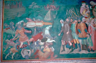 Fresk Izraelitów przekraczających Morze Czerwone, XIV w. autorstwa Bartolo di Fredi
