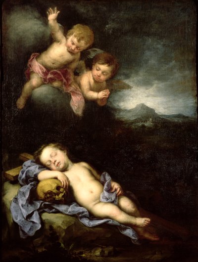 Niemowlę Chrystus śpi na krzyżu autorstwa Bartolomé Esteban Murillo