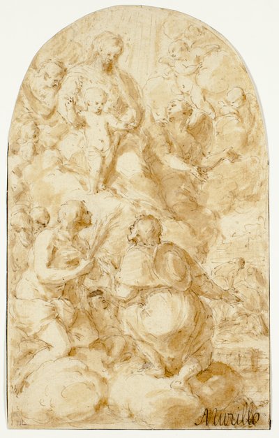 Maryja Panna z Dzieciątkiem Jezus w chmurach autorstwa Bartolomé Esteban Murillo