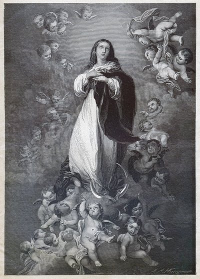 Niepokalane Poczęcie. (grafika, ok. 1900) autorstwa Bartolome Esteban (after) Murillo