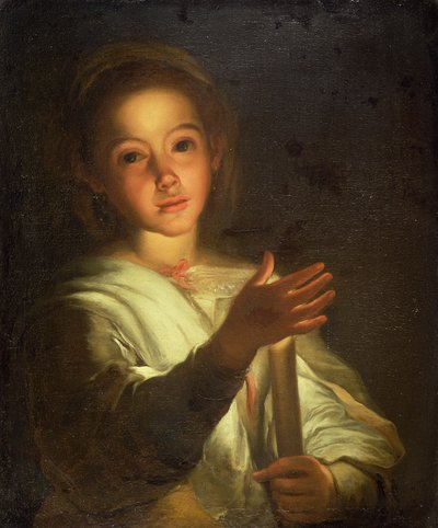 Młoda dziewczyna cieniująca świecę (olej na płótnie) autorstwa Bartolome Esteban (follower of) Murillo