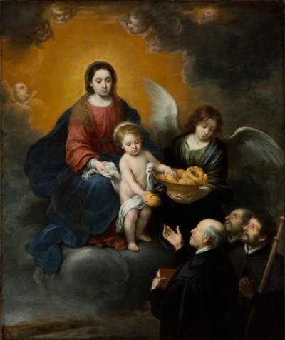 Dzieciątko Chrystus rozdające chleb pielgrzymom - obraz Bartolome Esteban Murillo (1617-1682), olej na płótnie (219x182 cm) autorstwa Bartolomé Esteban Murillo