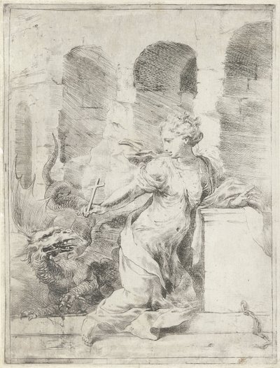 Margaret z Antiochii przeciwstawia się smokowi autorstwa Bartolomeo Biscaino