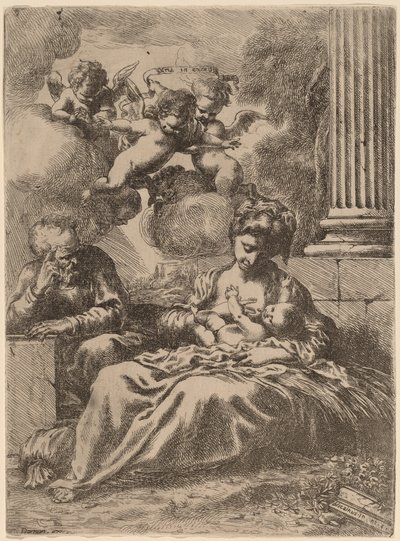 Święta Rodzina przy Kolumnie, ok. 1930 r. 1655. autorstwa Bartolomeo Biscaino