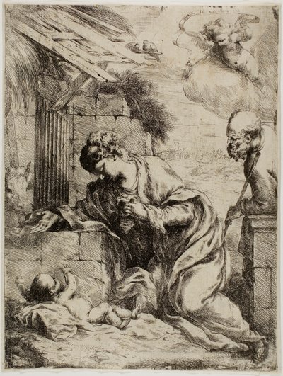 Dziewica adorująca Dzieciątko Jezus autorstwa Bartolomeo Biscaino