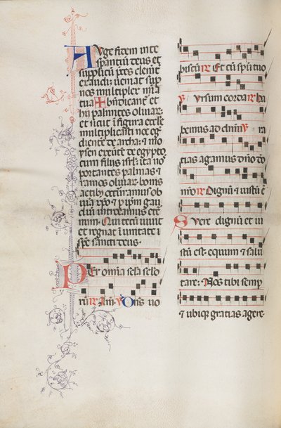 Mszał: Fl. 111v, zawiera muzykę w ramach liturgii Niedzieli Palmowej, 1469. autorstwa Bartolomeo Caporali