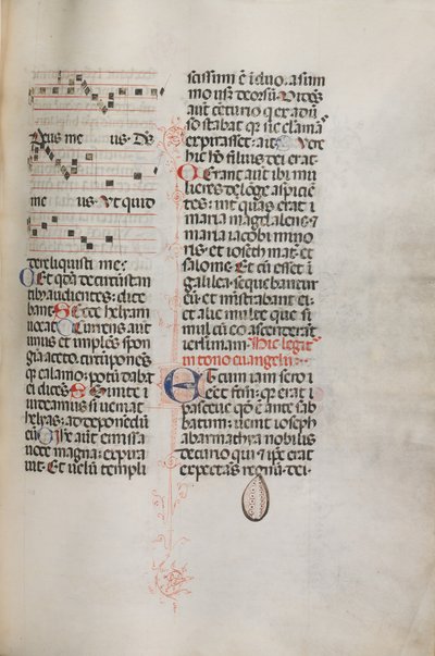 Mszał: Fl. 129: zawiera muzykę dla Hely Hely Lamy itp. w ramach Pasji wg św. Mateusza, 1469. autorstwa Bartolomeo Caporali