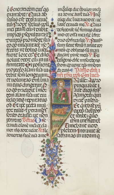 Mszał: Fl. 131: Św. Łukasz z bykiem, 1469. autorstwa Bartolomeo Caporali