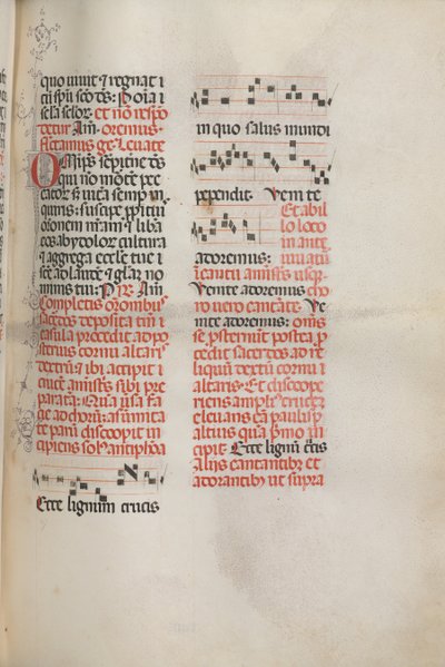 Mszał: Fl. 148: Muzyka do Oto drzewo krzyża..., 1469 autorstwa Bartolomeo Caporali