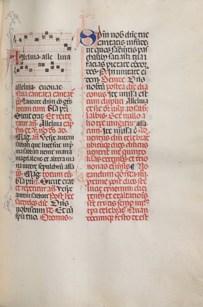Mszał: Fl. 173: Muzyka do Alleluja itd. na początku Wielkanocy, 1469. autorstwa Bartolomeo Caporali