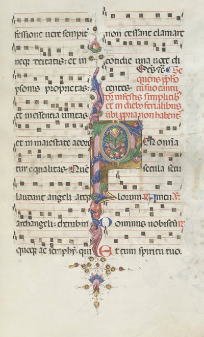 Mszał: Fl. 183: Dekoracja z liści, 1469. autorstwa Bartolomeo Caporali