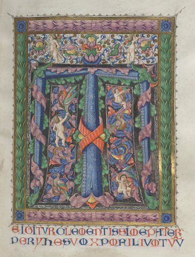 Mszał: Fl. 186: Zdobiona inicjał T[e igitur] pełna strona, 1469. autorstwa Bartolomeo Caporali
