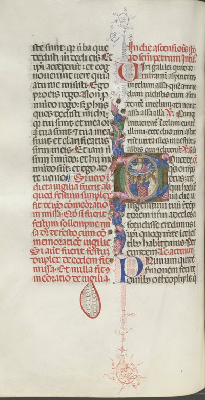 Mszał: Fl. 208v: Wniebowstąpienie Chrystusa, 1469. autorstwa Bartolomeo Caporali