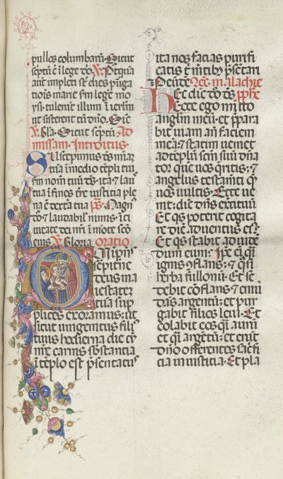 Mszał: Fl. 270: Ofiarowanie Chrystusa Symeonowi, 1469. autorstwa Bartolomeo Caporali