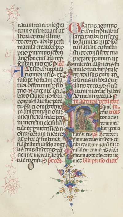 Mszał: Fl. 387v: Śmierć reprezentowana jako szkielet z sierpem, 1469. autorstwa Bartolomeo Caporali