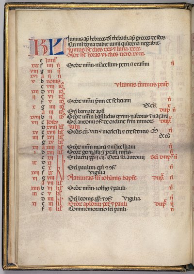 Mszał: Fl. 5v: Strona kalendarza czerwcowego, 1469. autorstwa Bartolomeo Caporali