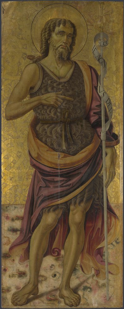 Św. Jan Chrzciciel z Ołtarza: Dziewica z Dzieciątkiem ze świętymi, ok. 1475 autorstwa Bartolomeo Caporali