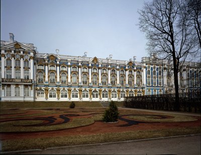 Widok pałacu Katarzyny (Carskie Sioło lub Carskie Sioło) zrealizowany przez architekta Bartolomeo Francesco Rastrelli (ok. 1700-1771) 1752-1756, Puszkin (Puszkin) Rosja autorstwa Bartolomeo Franceso Rastrelli