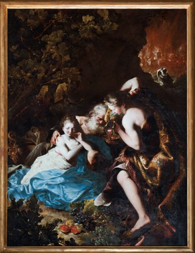 Loth et ses filles (Lot i jego córki) Obraz Bartolomeo Guidobono (1654-1709) 1694-1696 Musei di Strada Nuova Genes autorstwa Bartolomeo Guidobono