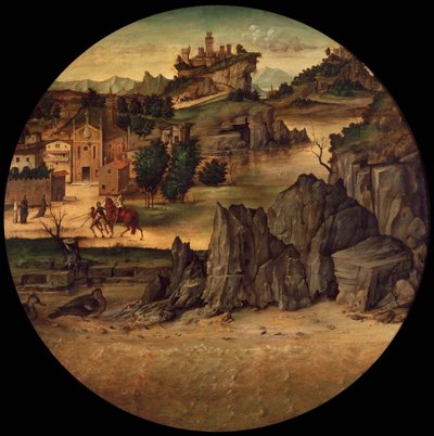Krajobraz z zamkami autorstwa Bartolomeo Montagna