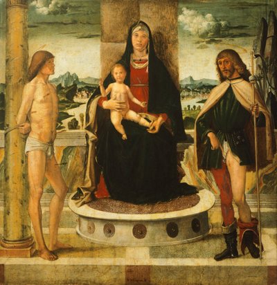 Madonna z Dzieciątkiem i Świętymi – Bartolomeo Montagna (około 1450-1523) autorstwa Bartolomeo Montagna