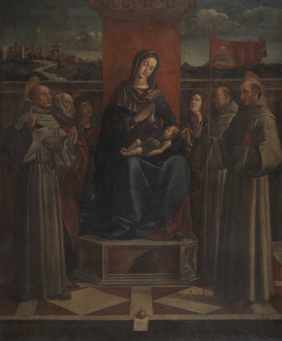 Dziewica z Dzieciątkiem na tronie z sześcioma świętymi, ok. 1500 autorstwa Bartolomeo Montagna