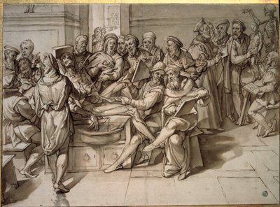 Wykład anatomii wygłoszony przez Michelangelo Buonarroti dit Michelangelo (Michelangelo lub Michel Ange autorstwa Bartolomeo Passarotti