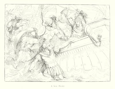 Walka morska (litografia) autorstwa Bartolomeo Pinelli