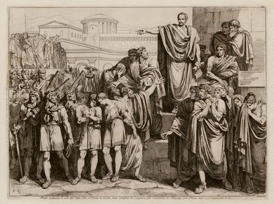 Brutus skazujący swoich synów na śmierć (akwaforta) autorstwa Bartolomeo Pinelli