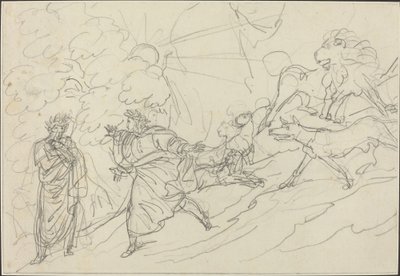 Dante ucieka przed dzikimi bestiami i spotyka Virgil autorstwa Bartolomeo Pinelli