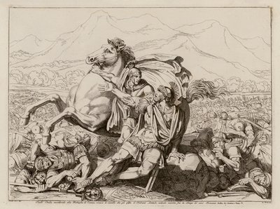 Śmierć Lucjusza Aemiliusa Paullusa w bitwie pod Kannami, 216 p.n.e. (akwaforta) autorstwa Bartolomeo Pinelli